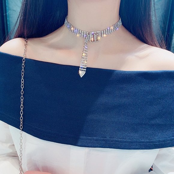 Rhinestone Choker Necklace - Picture 1 of 4